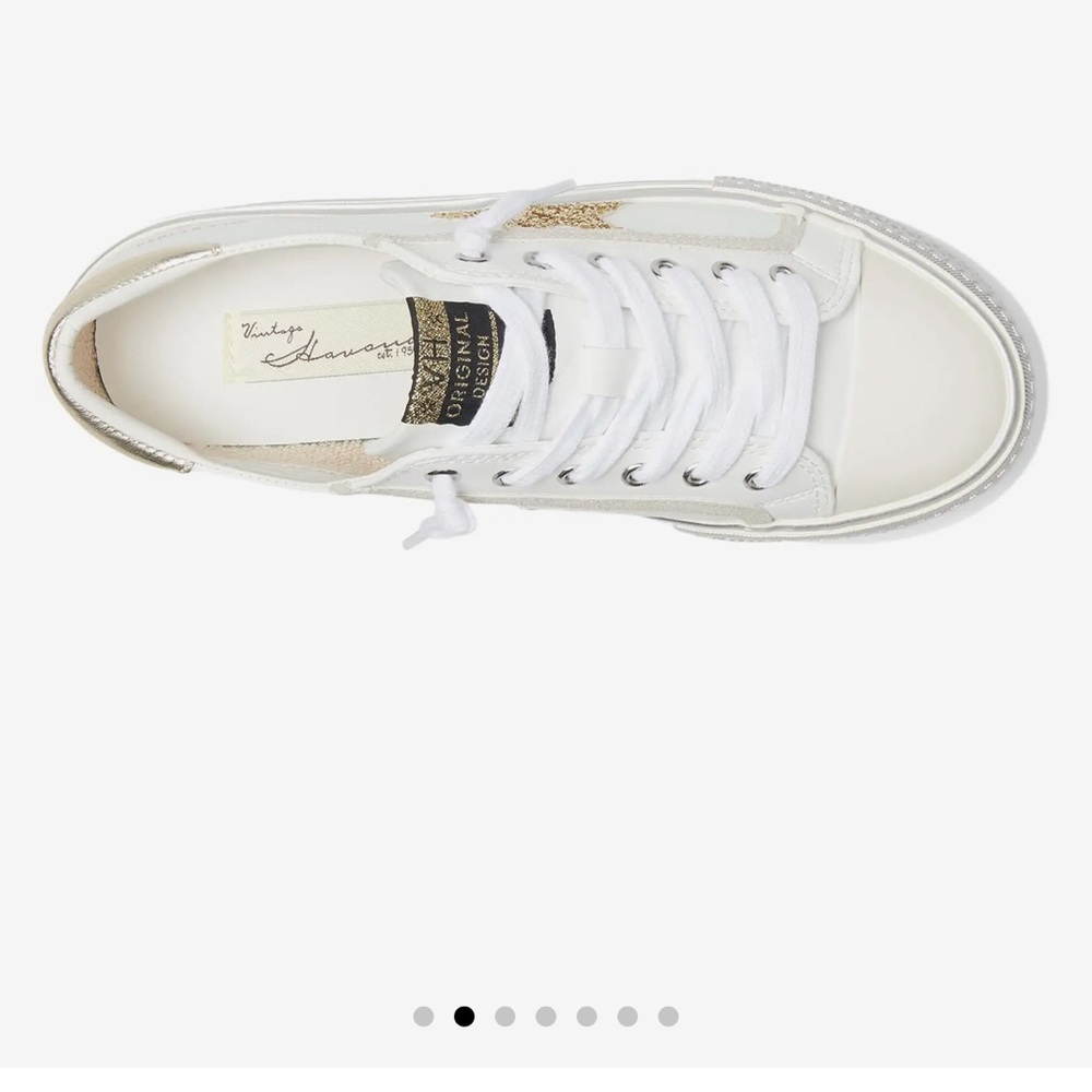 Vintage Havana White and Gold Star Sneakers - Picture 4 of 16